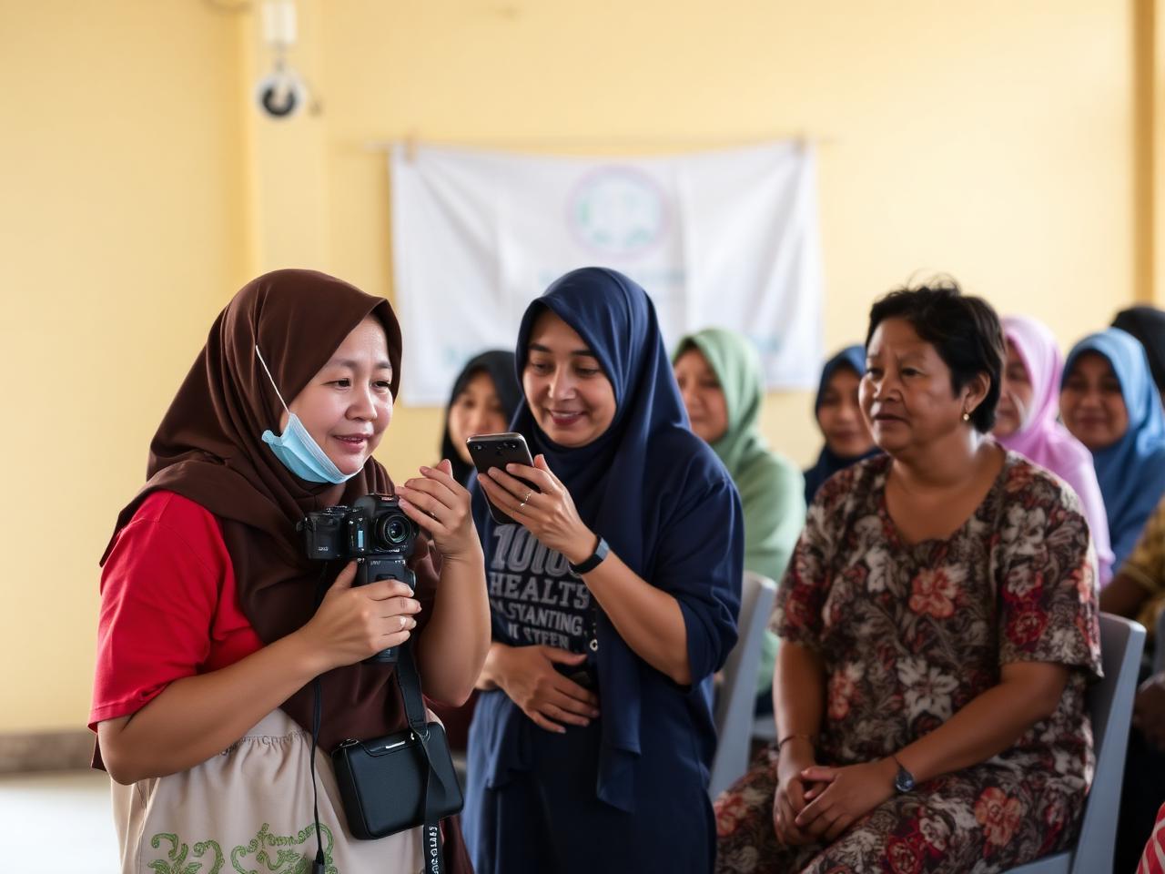 Relawan mendokumentasikan kegiatan skrining pendengaran di komunitas